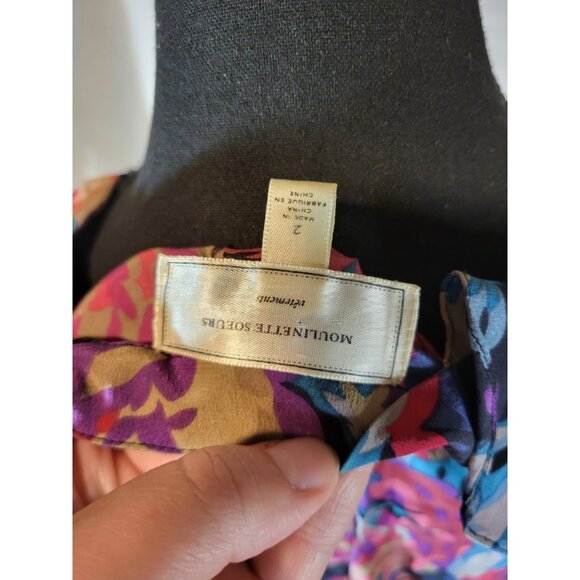 Moulinette Soeurs Size 2 Sleeveless Floral Ruffle Blouse Silk - Picture 6 of 6